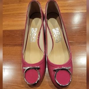Salvatore Ferragamo pink short heels